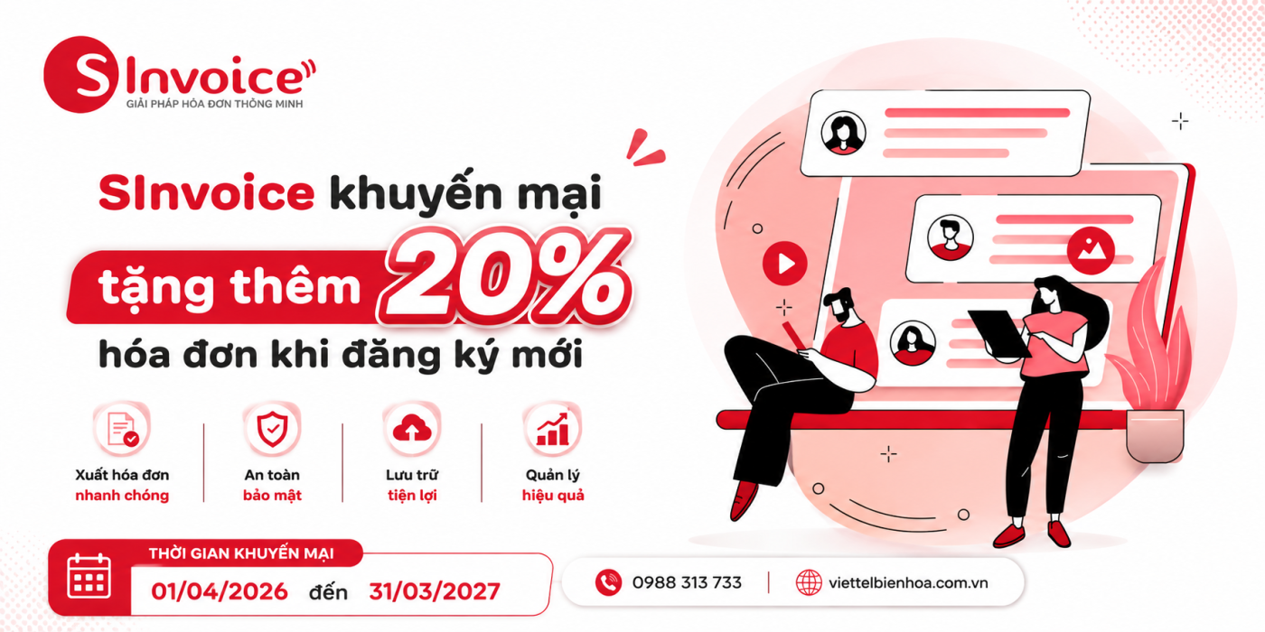 hóa đơn điện tử Viettel tặng thêm 20% khi đăng ký mới từ 01/04/2026 đến 31/03/2027